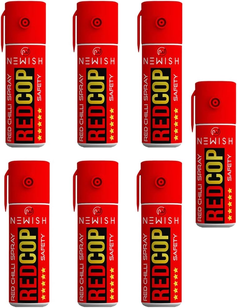 Newish Red Chilli Self Defense Spray 55 ML (Pack of 7) | Pocket-Sized Safety Spray for Women, Men & Travelers | Night Walks, Outdoor Protection, Quick-Action, Non-Lethal, Legal, 15 ft Range