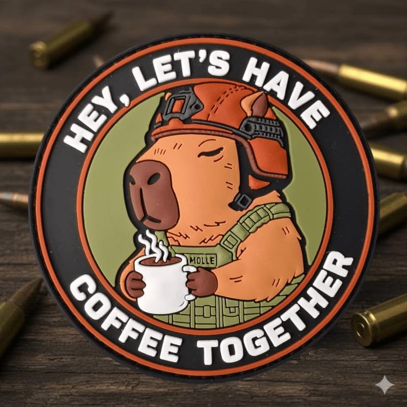 Let's Have Coffee Together PVC Tactical Hook&Loop Badge Backpack Vest Gear image 3