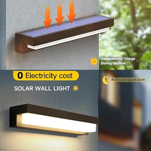 Miniatura 3 de HAOYISHU Luces solares para exteriores, impermeables, con sensor de movimiento, lámpara de pared con 3 modos de iluminación, luces solares de porche