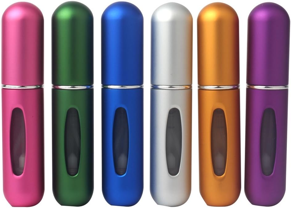 XYZ 6 Pack 5ml Colorfull Mini Refillable Perfume Atomizer Empty Perfume Bottle for Travel Spray Scent Pump Case (Multicolor2)