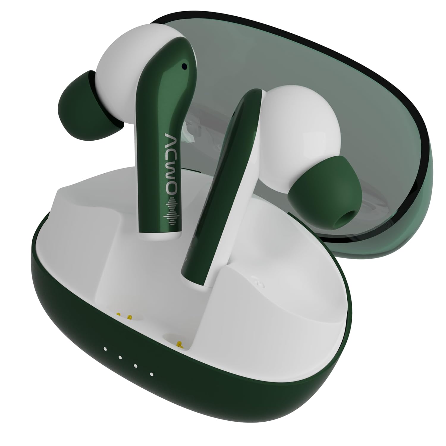 ACwO Dwots 535-V2 in Ear Truly Wireless Earphones Earbuds, Made in India, 60H Playtime, 50Ms Low Latency, Auto Connect with Bluetooth V5.4, 10Mm Bass Boom X Drivers, Luxe Green