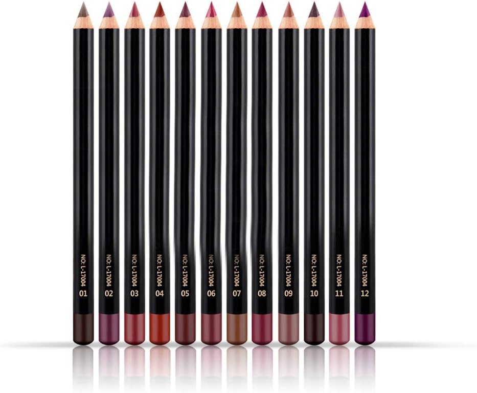 Horoper 12 Colors Lip Liner, Waterproof Long lasting All Day Wear Lip Liner Pencil 12pcs Lipliner Pen Set Professional Makeup Cosmetic for Fashion Girl Women