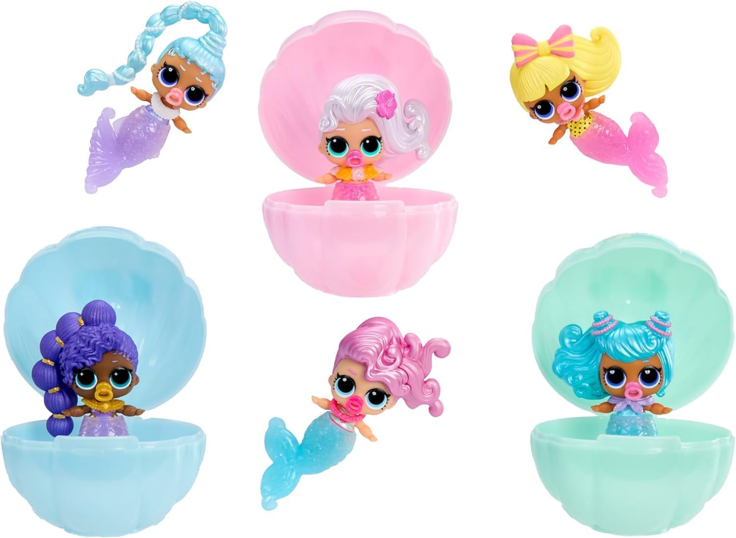 LOL Surprise Mermaids! Makeover Magic Baby Sisters 2 Pack with DIY Wearable Lip Gloss Makeup for You and Your Doll, Fun Water Play, Kids Gift Ages 4+