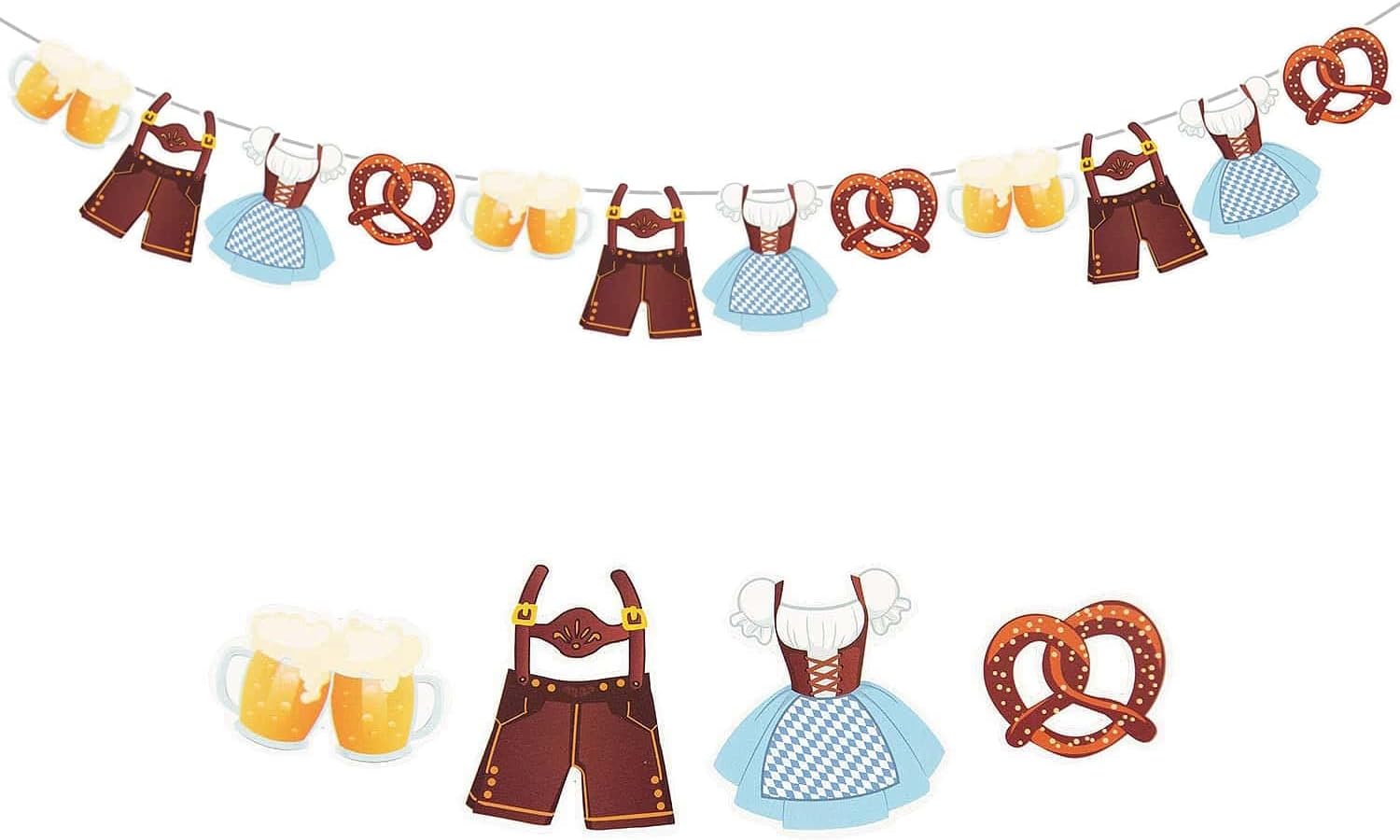AhfuLife Oktoberfest Girlande Banner - Bayerische Deko Für Wiesn-Party