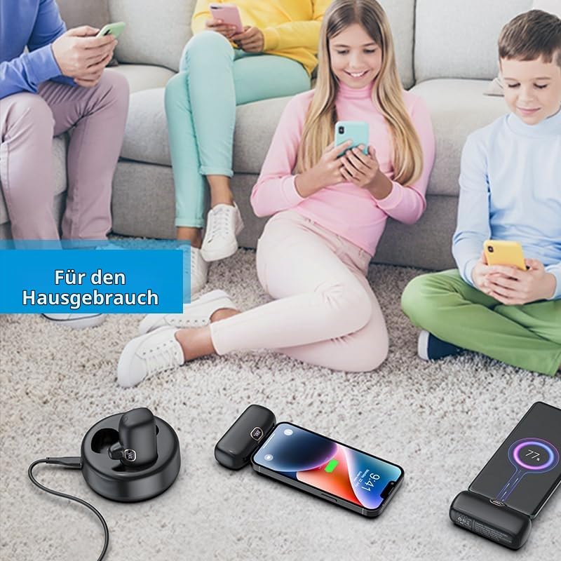 Pocket Powerbank Set 3er-Pack, 5000 mAh Mini-Powerbanks mit integriertem Stecker, LED-Anzeige, kleine Größe, tragbares Ladegerät für Smartphone/Tablet/Reise（Schwarz）