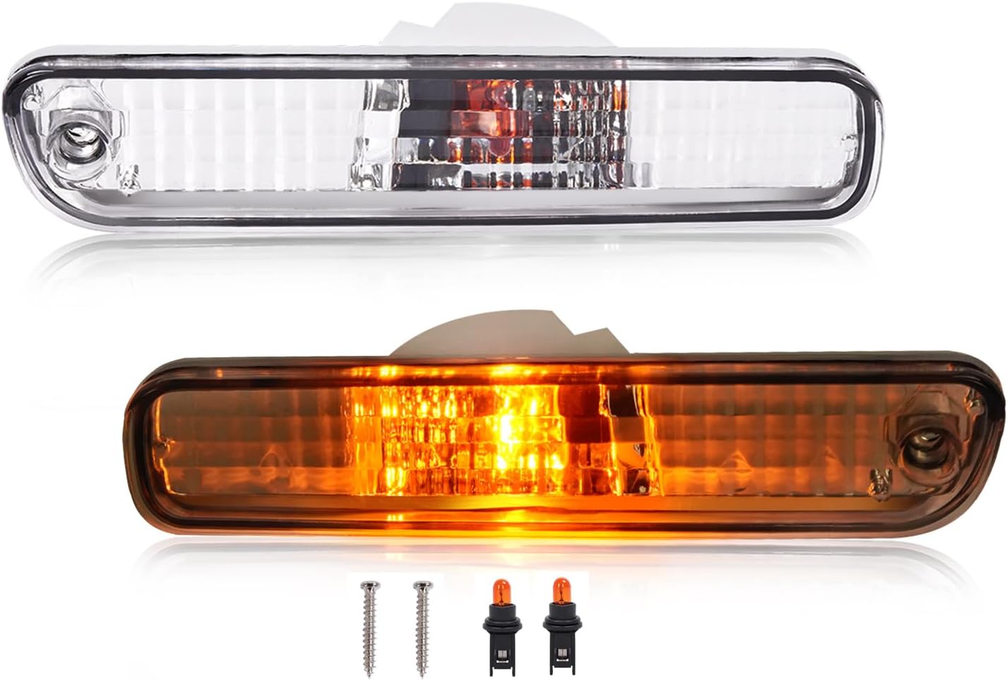 HECASA Rear Side Marker Light Compatible with 1992-2002 Honda Accord Coupe/Sedan/Prelude Bumper Marker Lamp Driver & Passenger Side - Clear Lens