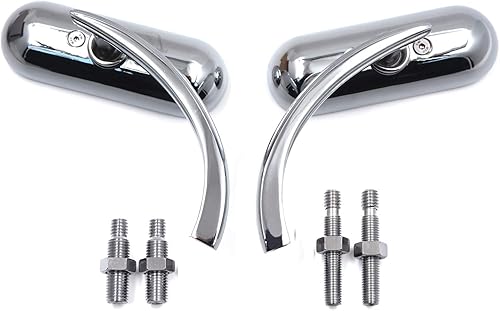 Miniatura 2 de HONGK - Mini espejos ovalados cromados personalizados compatibles con Harley Davidson Sportster Dyna Softail [B01C0SS5M4]