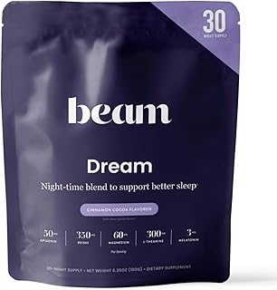 Beam Dream Sleep Powder, L-Theanine, Apigenin, Reishi and Magnesium, Third Party Tested Natural Sleep Aid & Sleep Supplement, Health and Wellness Gift, Natural Sleep Support, Non-GMO, 30 Servings