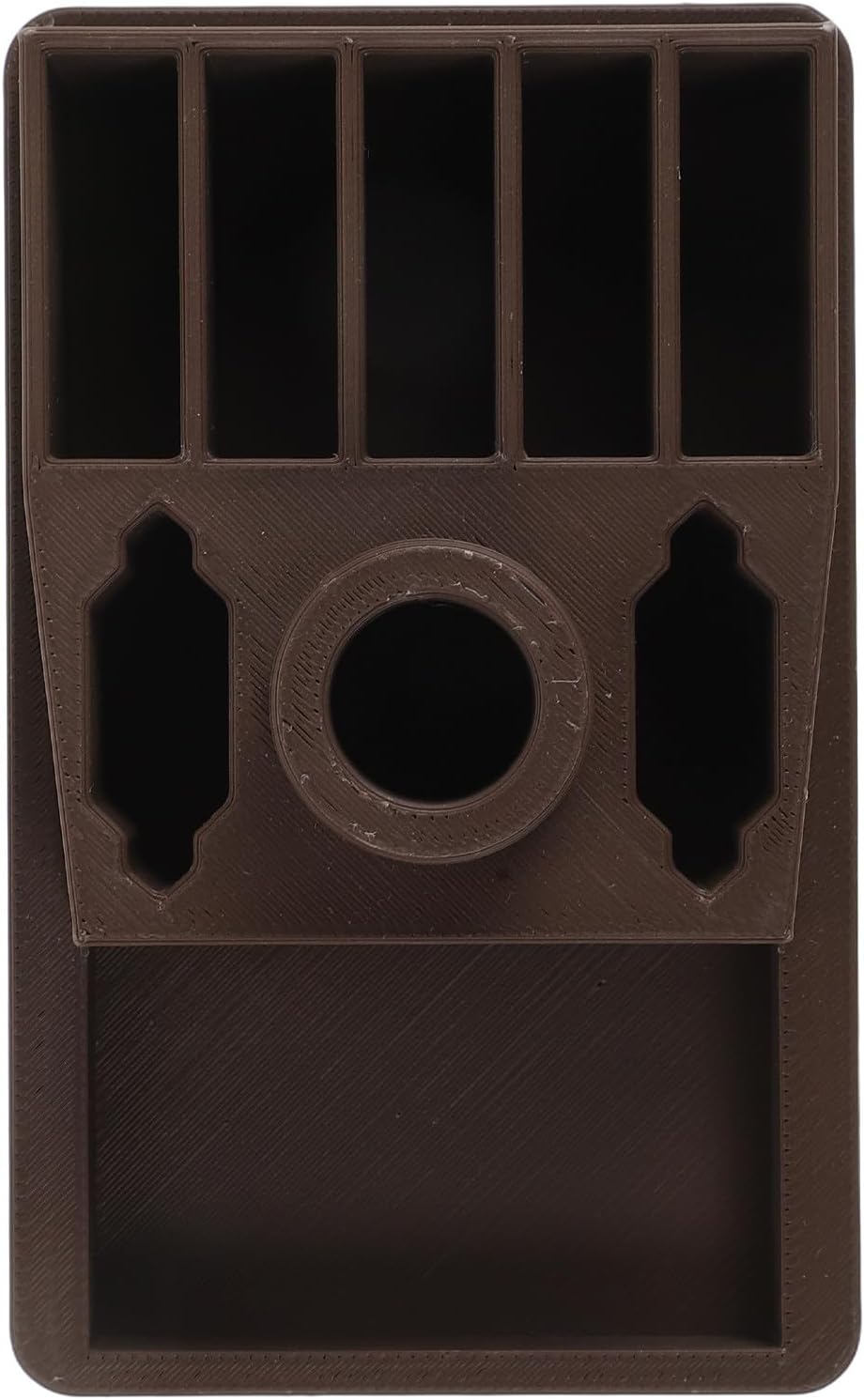 Shaver Rack with Blade Bank: Razor Organizer with Blade Disposal Container, Plastic Hair Clipper & Beard Trimmer Storage for Bathroom, Barber Salon, Brown
