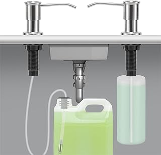1 Pcs Sink Soap Dispenser Pump Set, Built-in Soap Dispenser for Kitchen Sink, Countertop Under Sink Soap Dispenser with 47in Extension+3.2in Spout+17oz Bottle,Longer Thread Shaft,Without Large Bottle