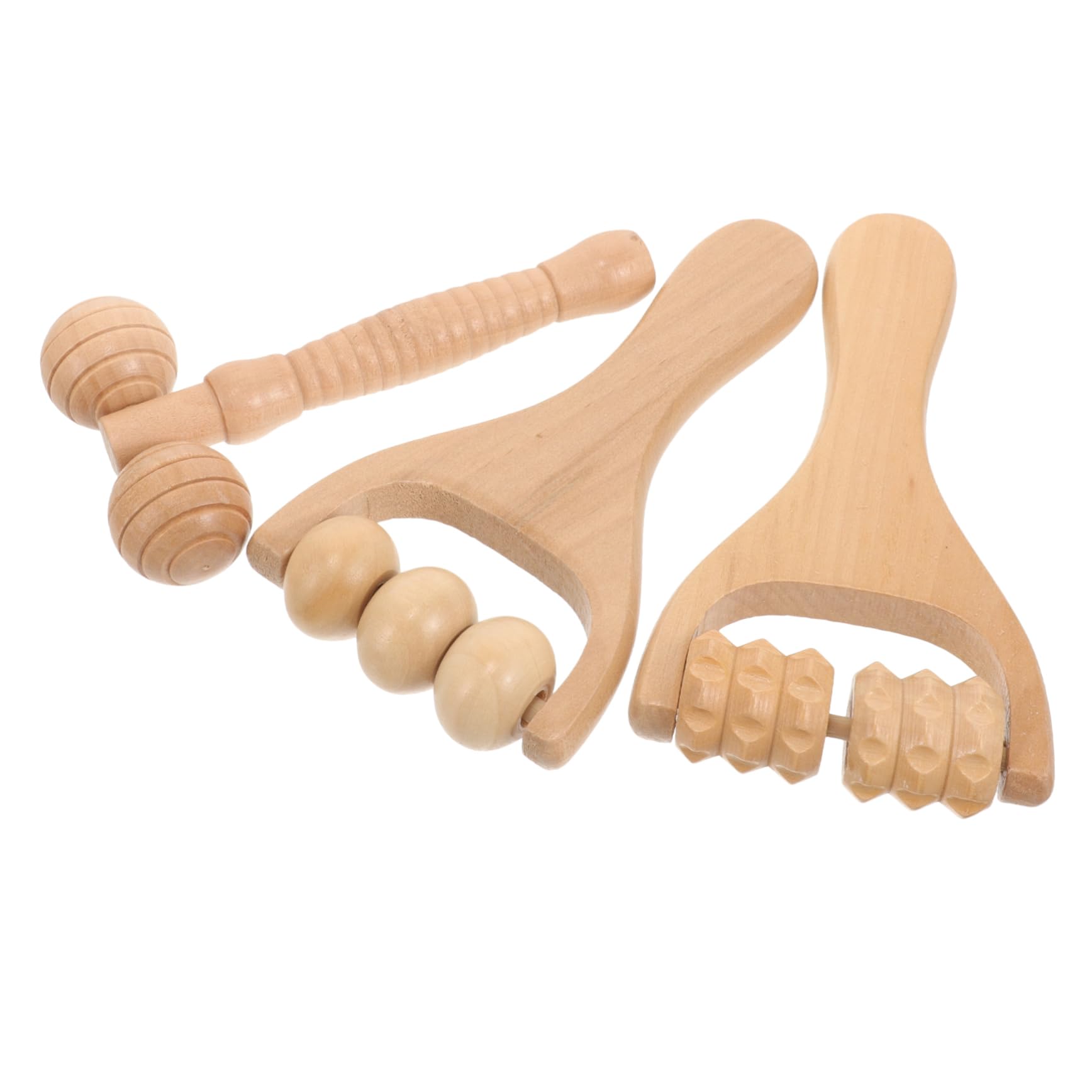 4 Sätze Professionelles Nackenmassagegerät Muskelmassage Massagerolle Schultermassagegerät Für Den Haushalt Professionelles Akupunktmassagegerät Holz 3 Stücke * 4