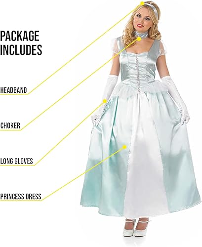 Miniatura 3 de fun shack Disfraz de princesa azul para mujer, vestido de princesa para mujer, disfraces de princesa de Halloween para mujer