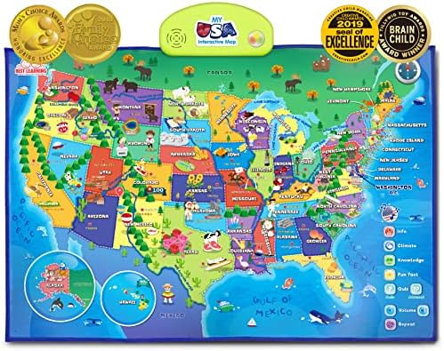 BEST LEARNING i-Poster My USA Interactive Map - Educational Talking Toy for Boys and Girls Ages 5 to 12 Years Old for Kids