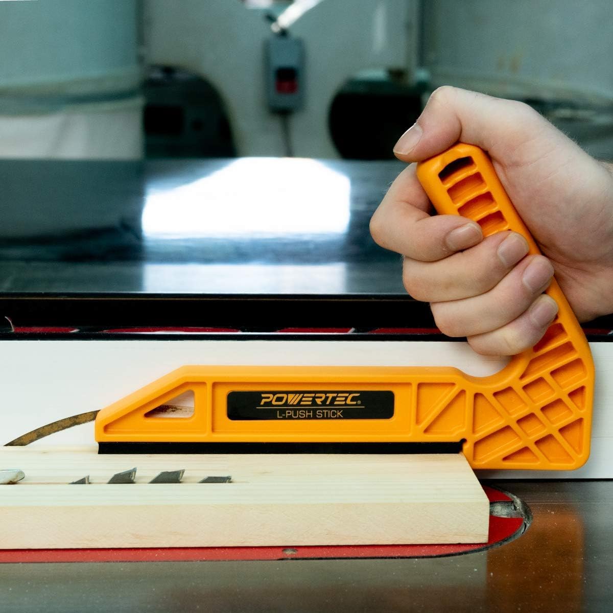 POWERTEC Deluxe Straight Handle & Long Push Block, L & Magnetic Push Stick Set (5PK) with 27 Angle Stops, T–Track Miter Fence w/Scale, T-Track Flip Stop Miter Gauge System for Table Saw