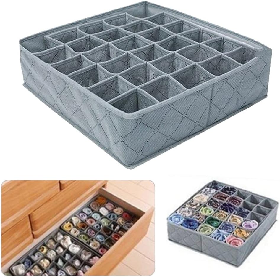 Foldable Underwear Drawer Organizers Storage Dividers Closet Organizer Box 30 Grids for Clothes Bras Scarves Ties Socks