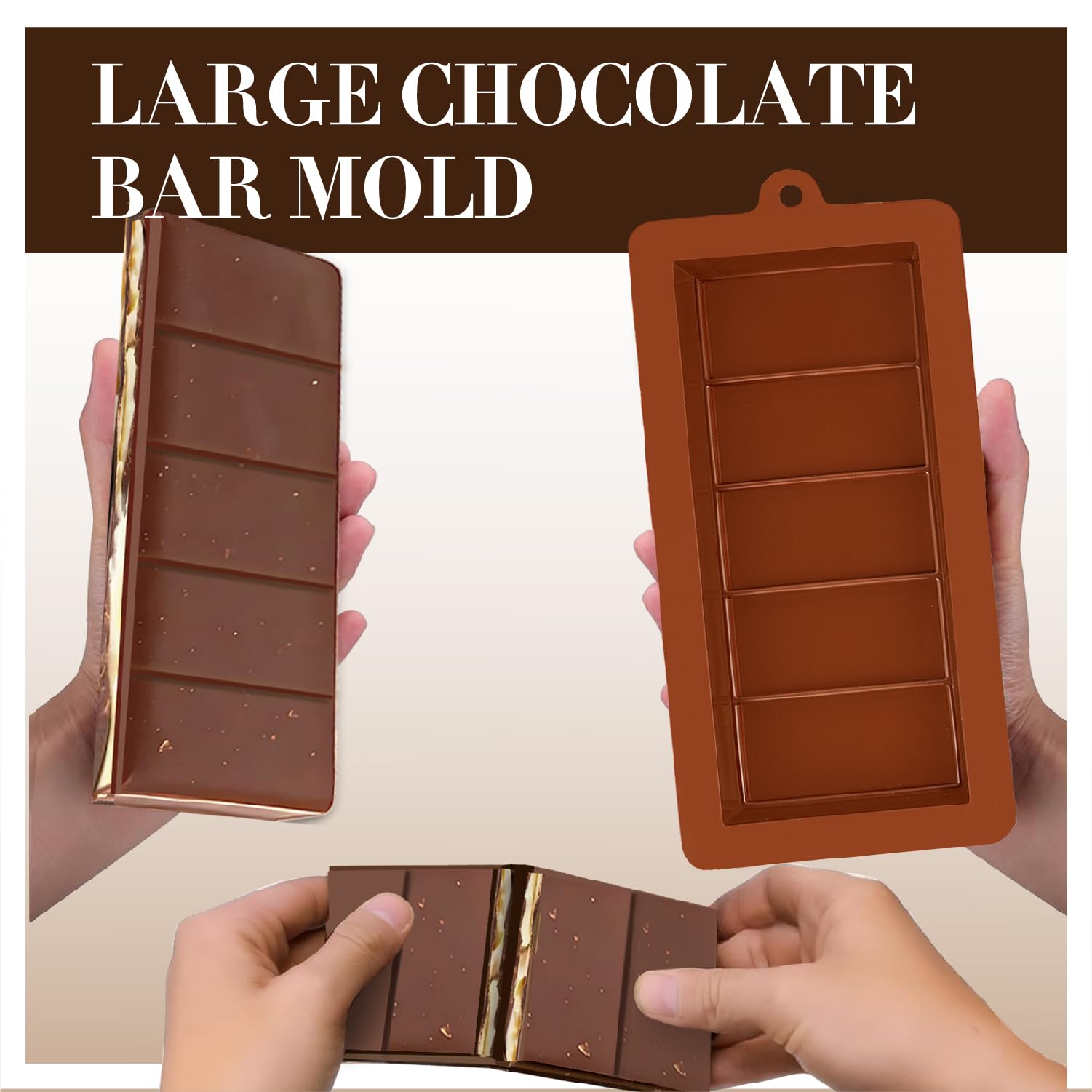 Lot De 3 Moules à Chocolat Profonds En Silicone Dubai - Qualité Alimentaire - Pour Pralines, Bonbons, Barres - Résiste De -40°C à 230°C