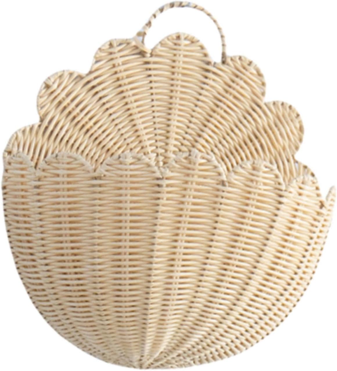 Baoblaze Wall Hanging Basket Storage Organizer Imitation Rattan Plants Multifunctional Decoration Home Flowers Home Decor Wall Baskets, XS