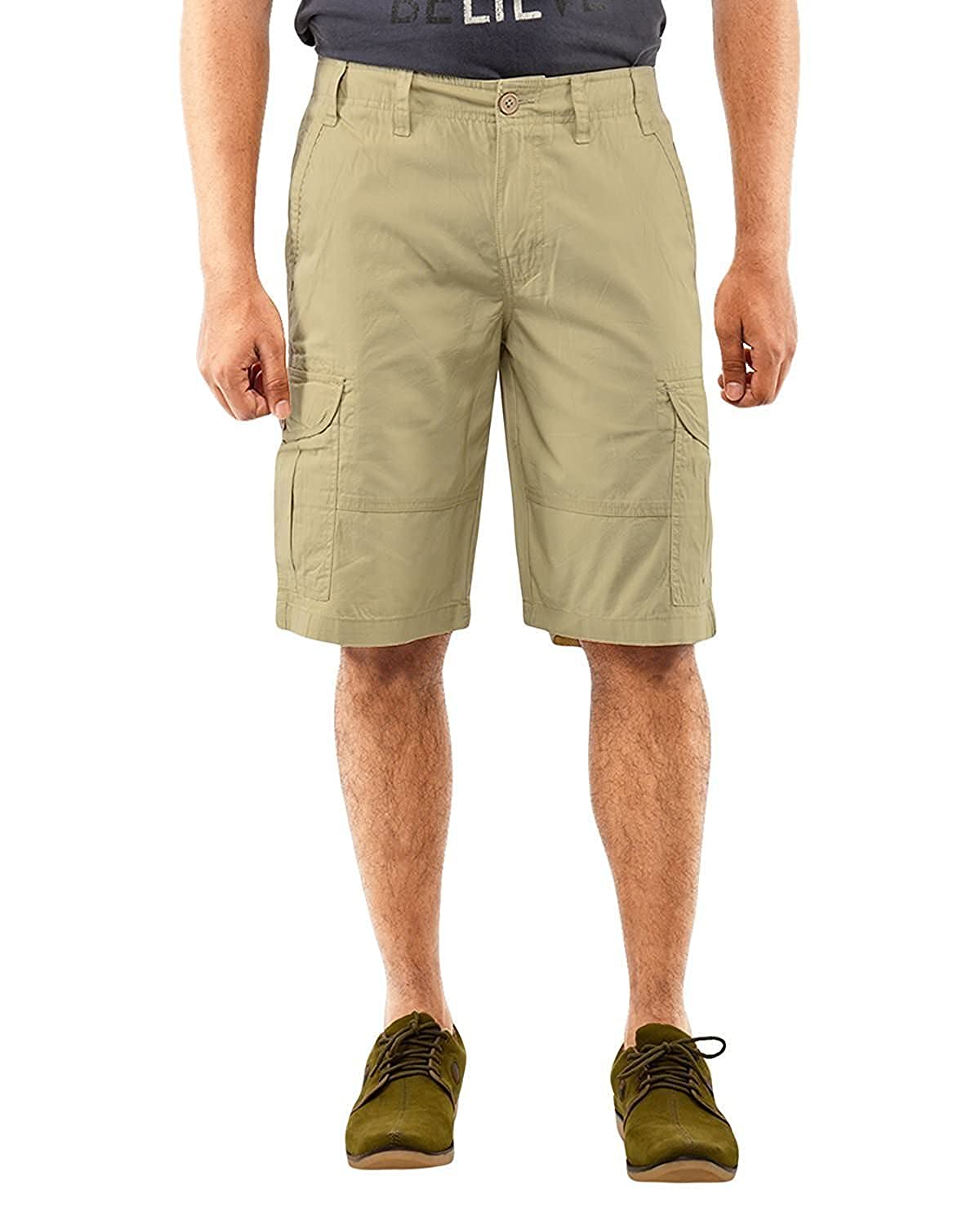 devil Men's Cotton Multi Pocket Slim fit Cargo Shorts (Khaki)-picture-22