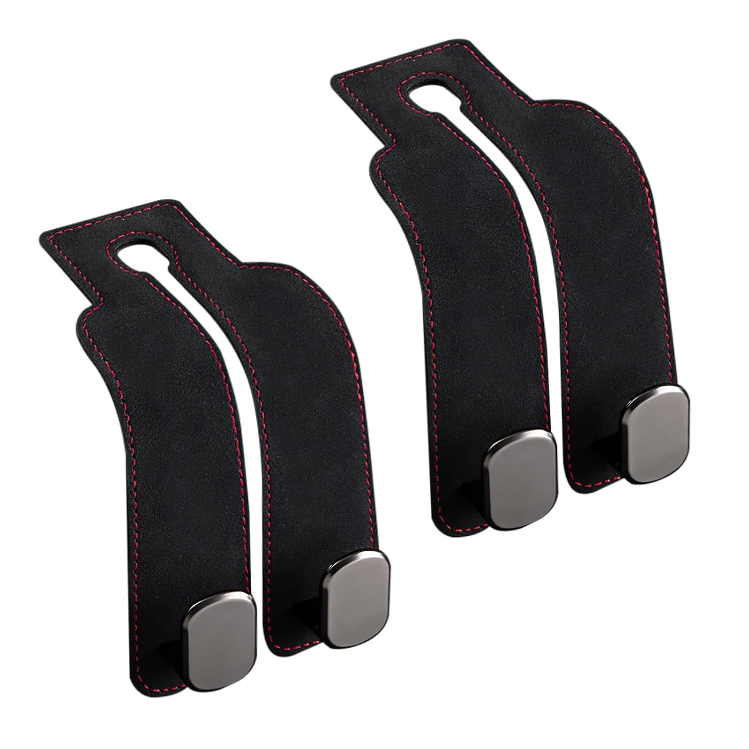 DYBAL 2 Pack Car Seat Headrest Double Hooks | Premium Leather Car Back Seat Hooks for Purse, Handbag, Grocery Bags & Shopping Bags | Heavy Duty Black (Pack of 2)-image-18