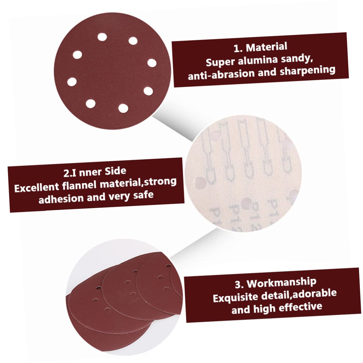 Ciieeo 25Pcs Grit Circular Sanding Pads Hook and Loop Sandpaper for Finishing Moisture and Heat Resistant for Cleaning and Deburring Applications