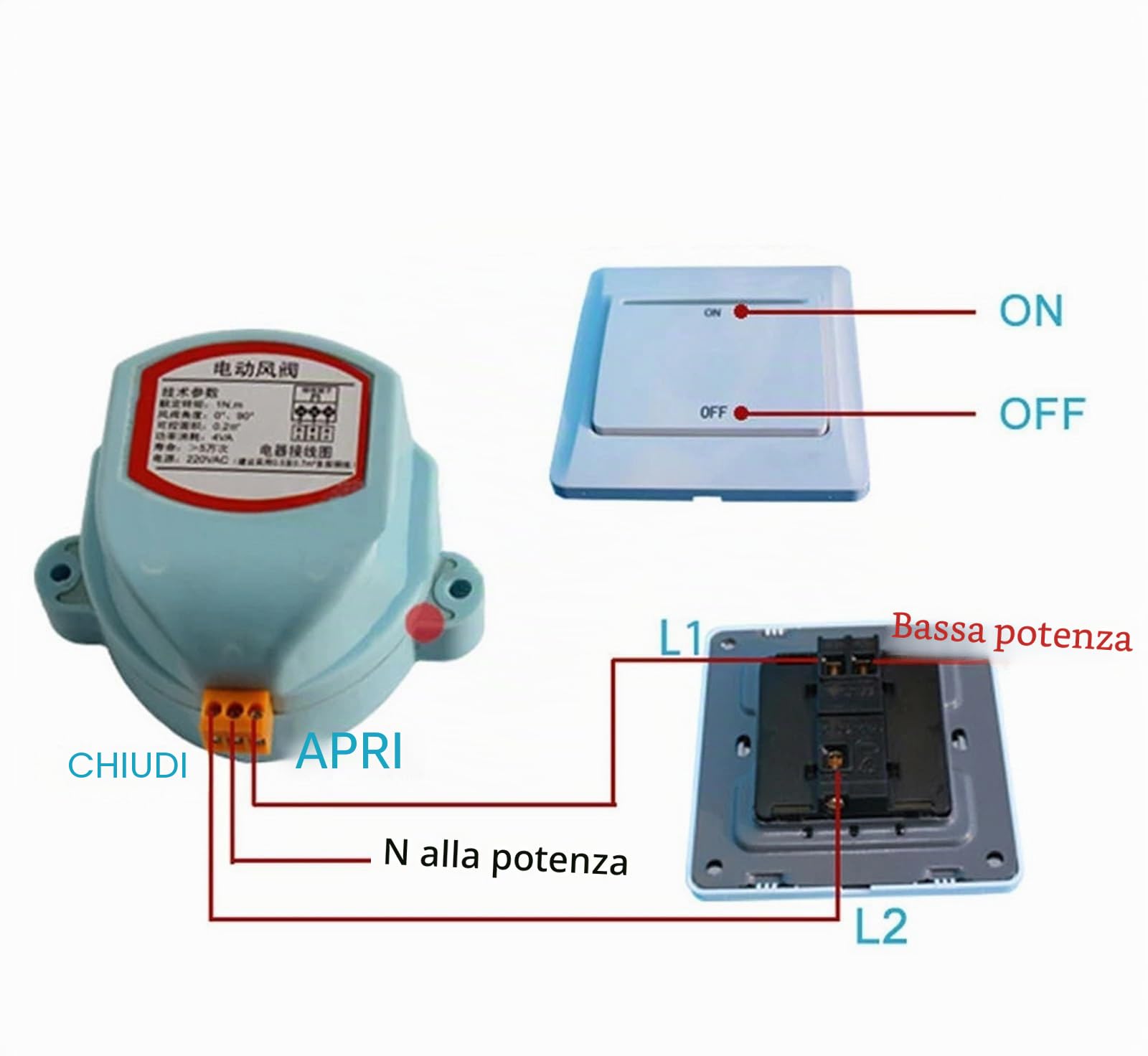 Elettrovalvola serranda motorizzata 220 V/12 V/24 V in acciaio inossidabile 201 Sfiato condotto aria da 4/5/6/8 pollici 63/76/80/100/125/150/200 (Color : 125mm, Size : AC220V)