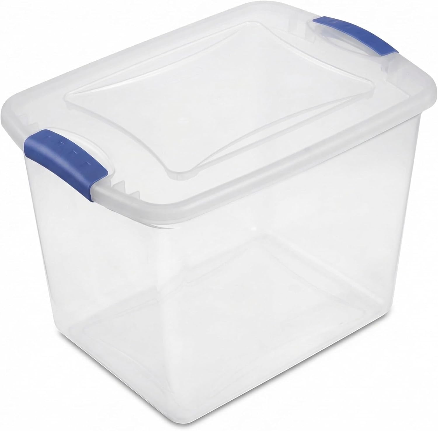 27 Quart Clear Plastic Storage Container with Lid,2 Pack Latching Storage Bins,Blue Stackable Organizer Totes for Closet,Shelves,Dorm Room,Home Office