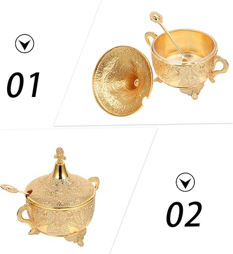 Miniatura 7 de Tarro de azúcar de metal vintage, caja de condimentos, botes de condimentos, macetas organizador de joyas con tapa y para encimera de cocina,