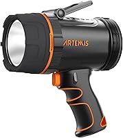 Vista 1 de GOODSMANN Foco recargable LED Spot Light Linterna de 2000 lúmenes Impermeable Luces de mano Proyector portátil recargable con silbato de emergencia