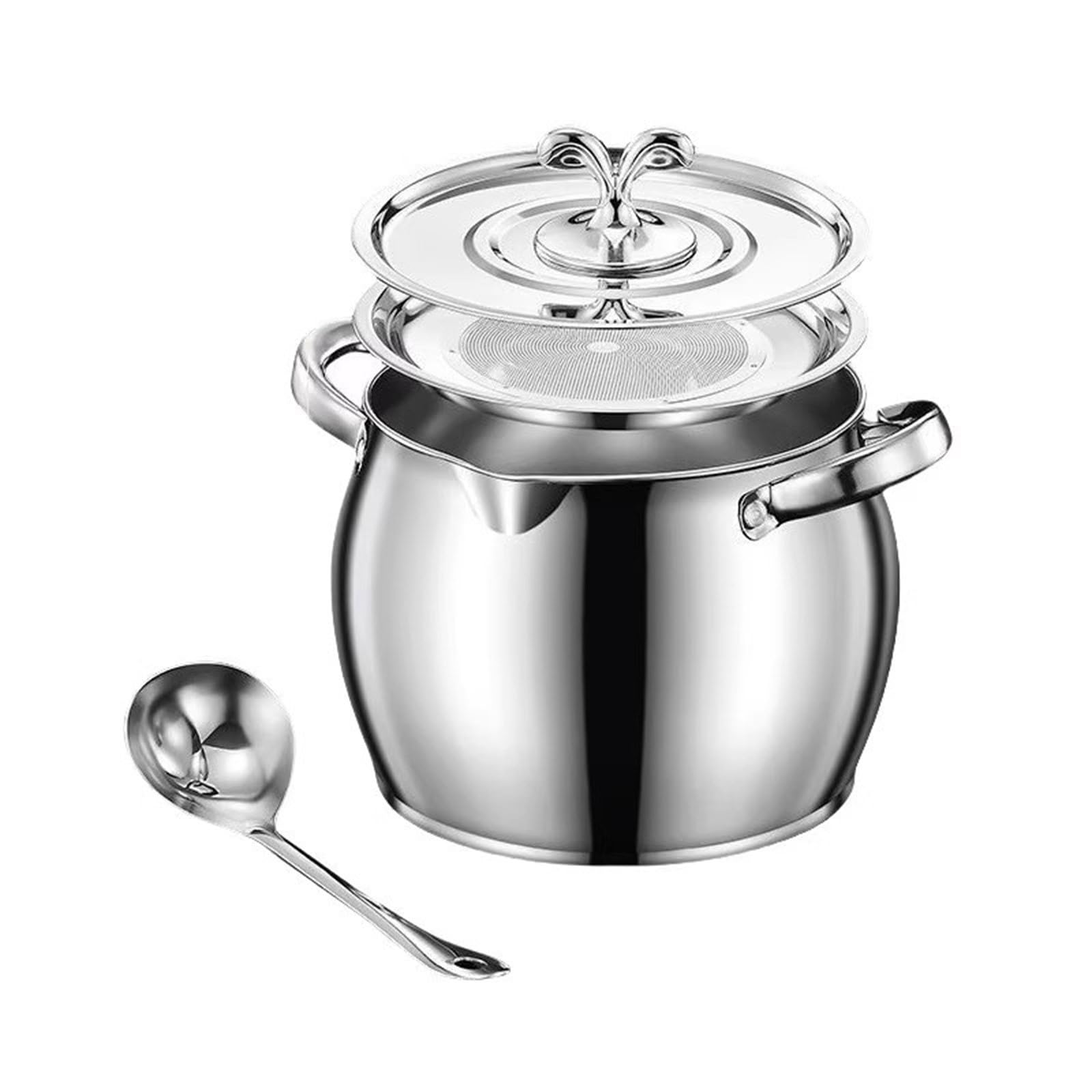 Oxxggkao Stainless Steel Cooking Oil Holder with Protective Cover and Sturdy Double Ears Permanent Cooking Oil Container