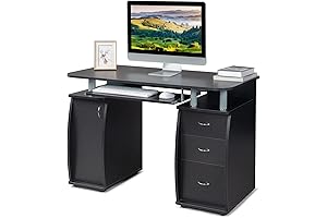 Karl Home 47" Modern Computer Desk, Small Office Desk with Storage Cabinet and Drawers