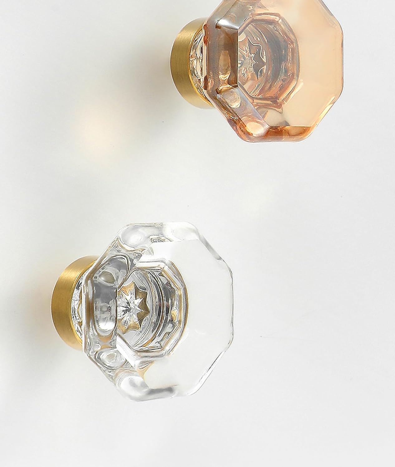 Cabinet Handles Pulls 4 Pack Crystal Egg Champagne Wardrobe Door Knobs and Kitchen Transparent Small Cube Shape-Champagne(Square - Champagne)