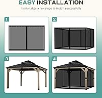 Vista 9 de Aoodor Mosquitera Universal para Gazebo de 10 x 10 pies, 4 Paneles Laterales de Repuesto con Cremalleras Dobles para Patio, Patio Trasero, Terraza