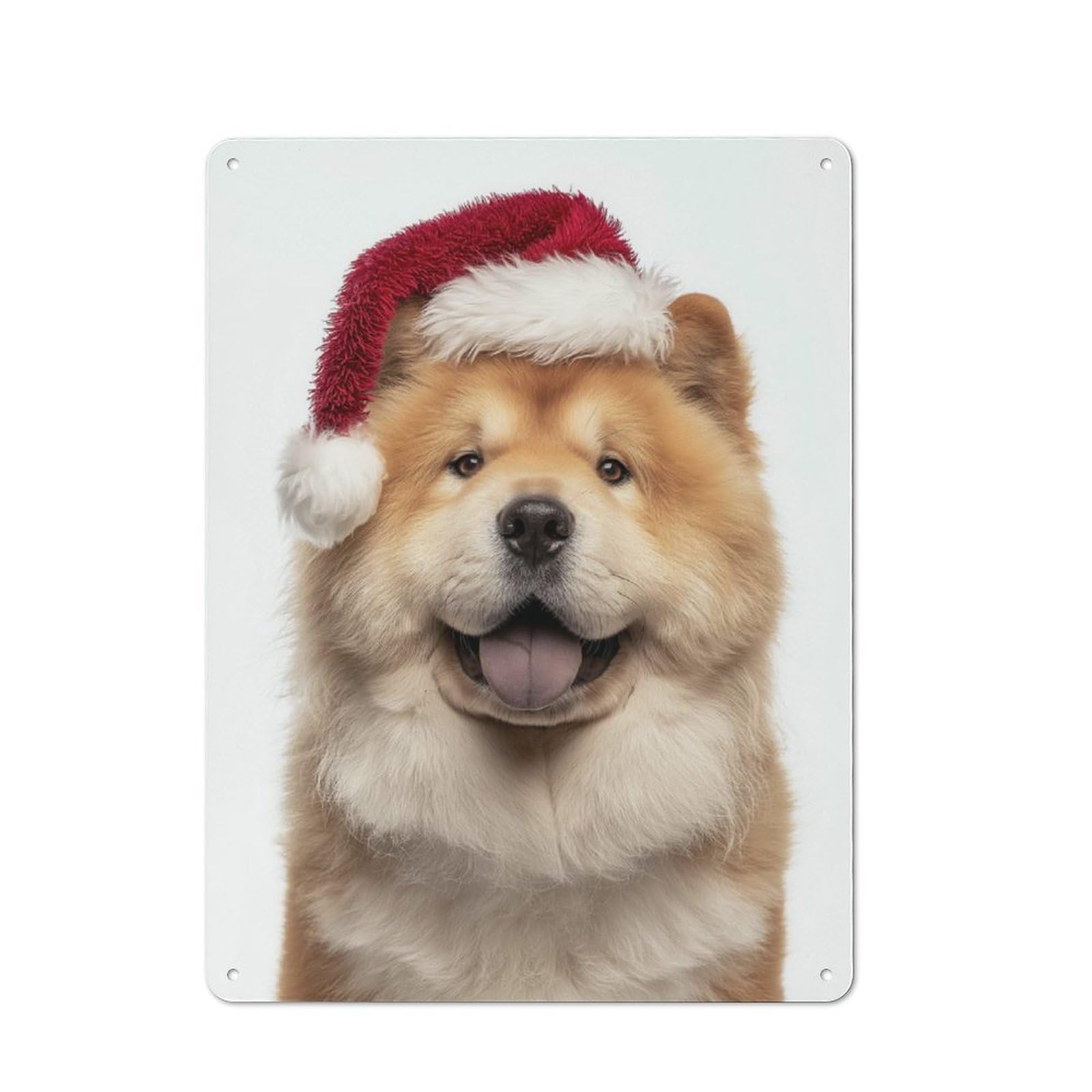 Junmoney Chow Chow Dog With Santa Hat For Man Cave Or Games Room, Retro Tin Sign 40X30cm, A Christmas Gift For People Styling Man Cave And Games Room