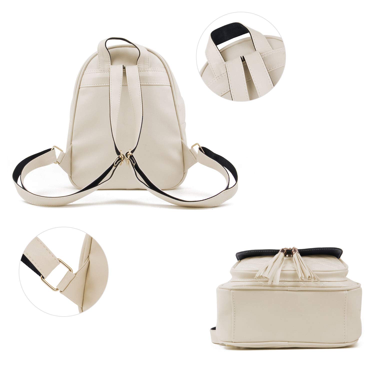 EVEOUT Femmes Faux Cuir Décontractée Sac à Dos Étanche Sac de Voyage Scolaire Sacs de Jour 3 en 1 Sac à Main pour Fille