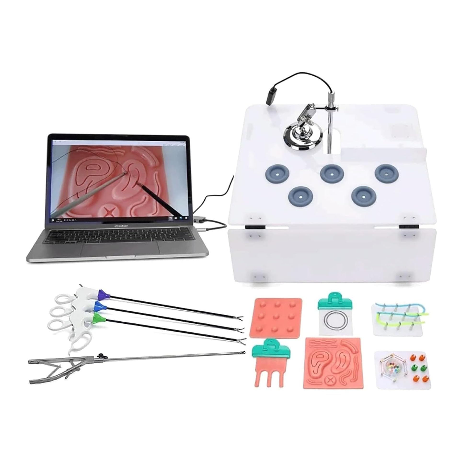 Laparoskopische Simulated Training Box Kit,Laparoskopie trainer Suture Practice Kit,Complete Surgery Training Set, for Medical Doctor and Students Use for Teaching Exercises