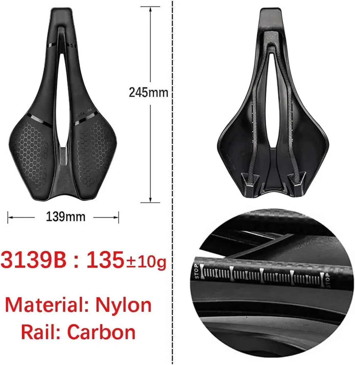 Bicycle Saddle Carbon Super Light 96g MTB/Road Bike Saddles Racing Seating(A)