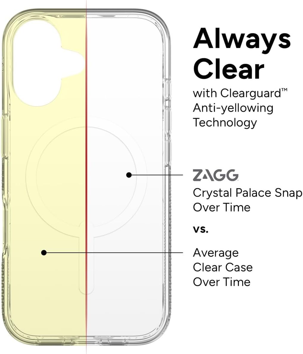 ZAGG Crystal Palace Snap Case for iPhone 16 Plus – Military-Grade 13ft Drop Protection, MagSafe Compatible, Crystal Clear, Anti-Yellowing, Graphene-Reinforced, Made from Recycled Materials - Image 3