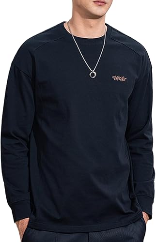 ZVX Casual Long Sleeved T-Shirt for Men Pure Cotton Spring and Autumn Fashion Br