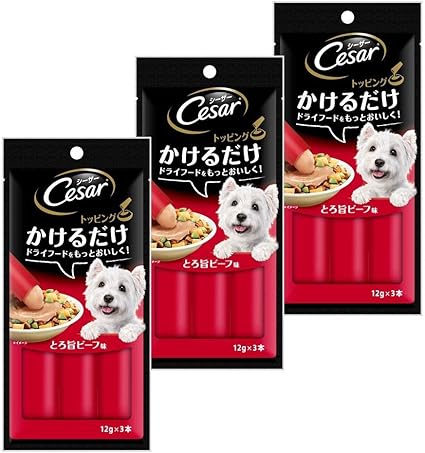 Amazon シーザー ドッグフード トッピング とろ旨ビーフ味 成犬用 12g 3本 3個 まとめ買い ウェット 通販