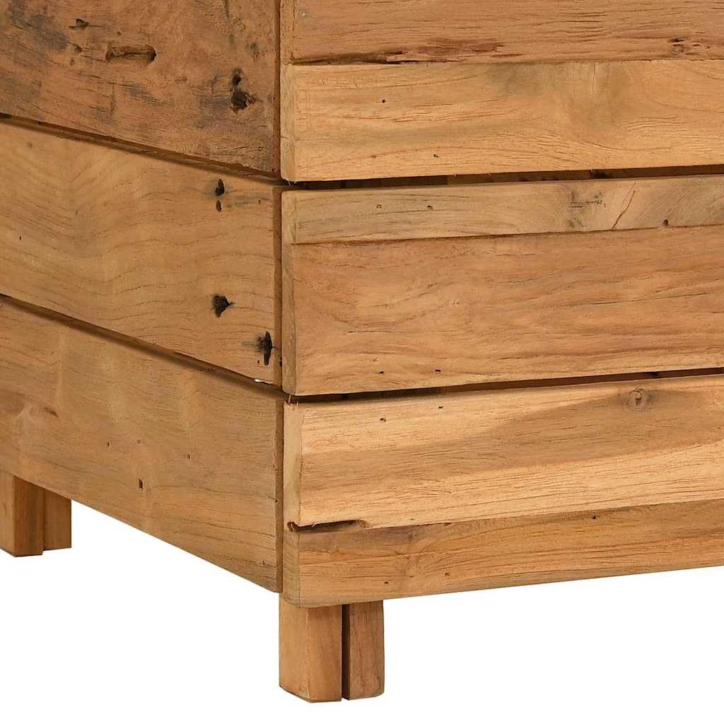 Hochbeet 50x40x38 cm aus recyceltem Teakholz und Stahl mit Ablage für Balkon Garten Terrasse robust wetterfest ideal für Kräuter und Blumen