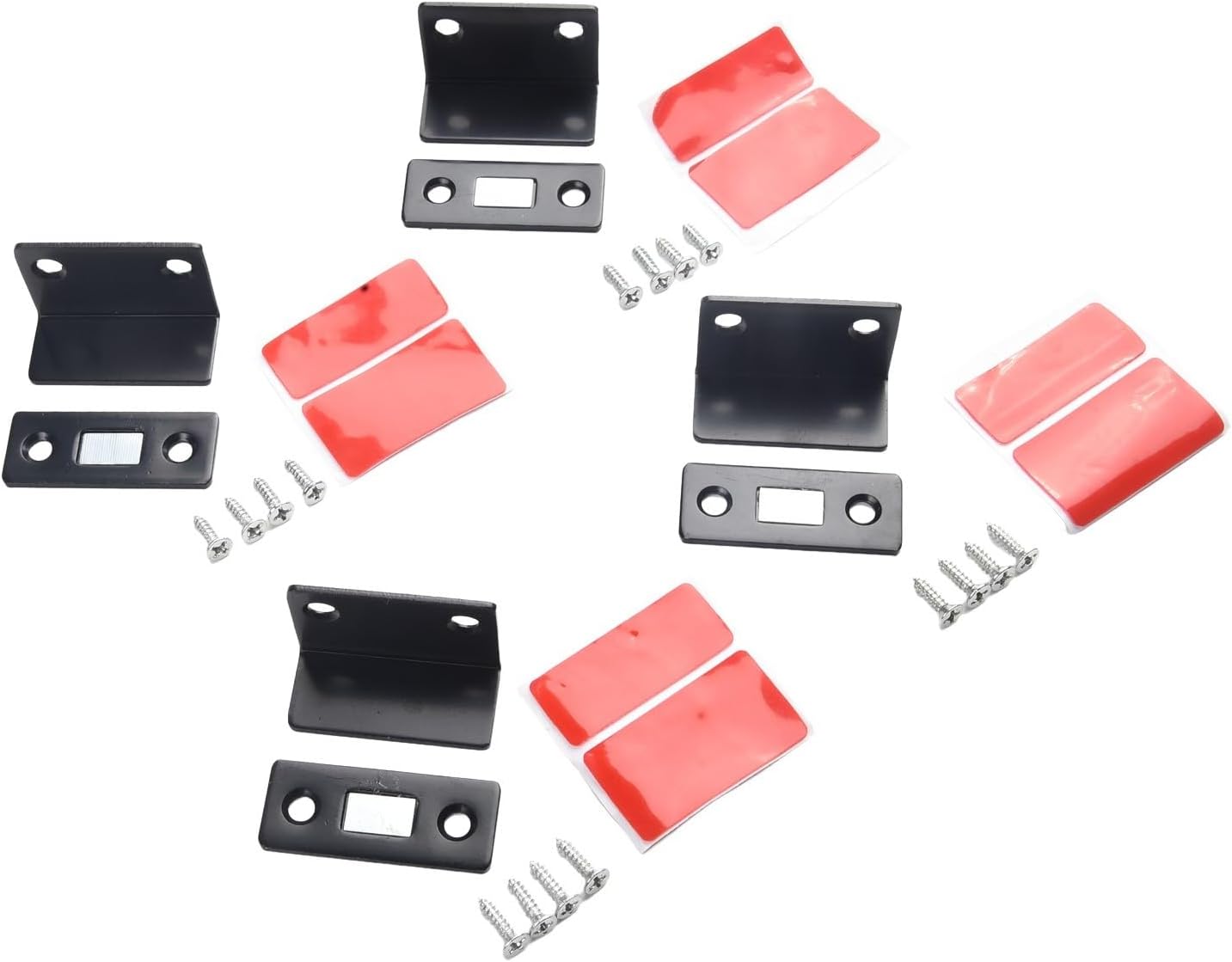 4-Pack Steel -Thin Cabinet Catch Latch with Strong Magnetic Lock Doors, Cupboards, Drawers & Wardrobes – Black/Silver, 41 x 16 mm, No-Punch Invisible Door Stopper(Black 4pcs)