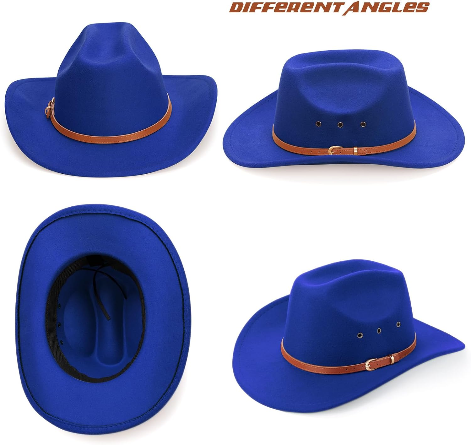 DRESHOW Cowboy Hat for Women and Men Western Felt Cowboy Cowgirl Hat Wide Brim Belt Buckle Retro Fedora Hats Unisex Caps