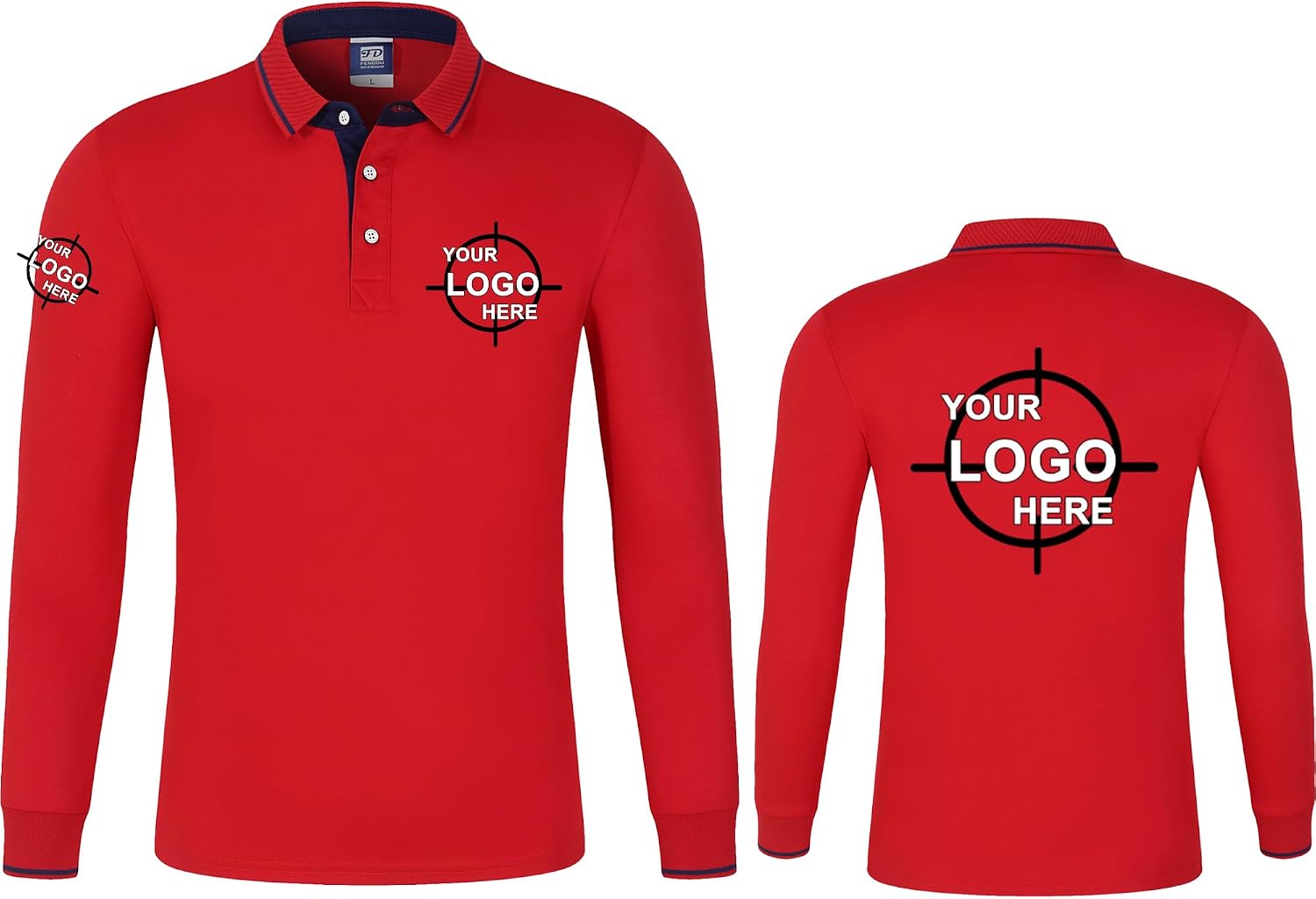 Custom Long Sleeve Polo Shirt for Men Customized Personalized Polo Shirts with Text Logo Image