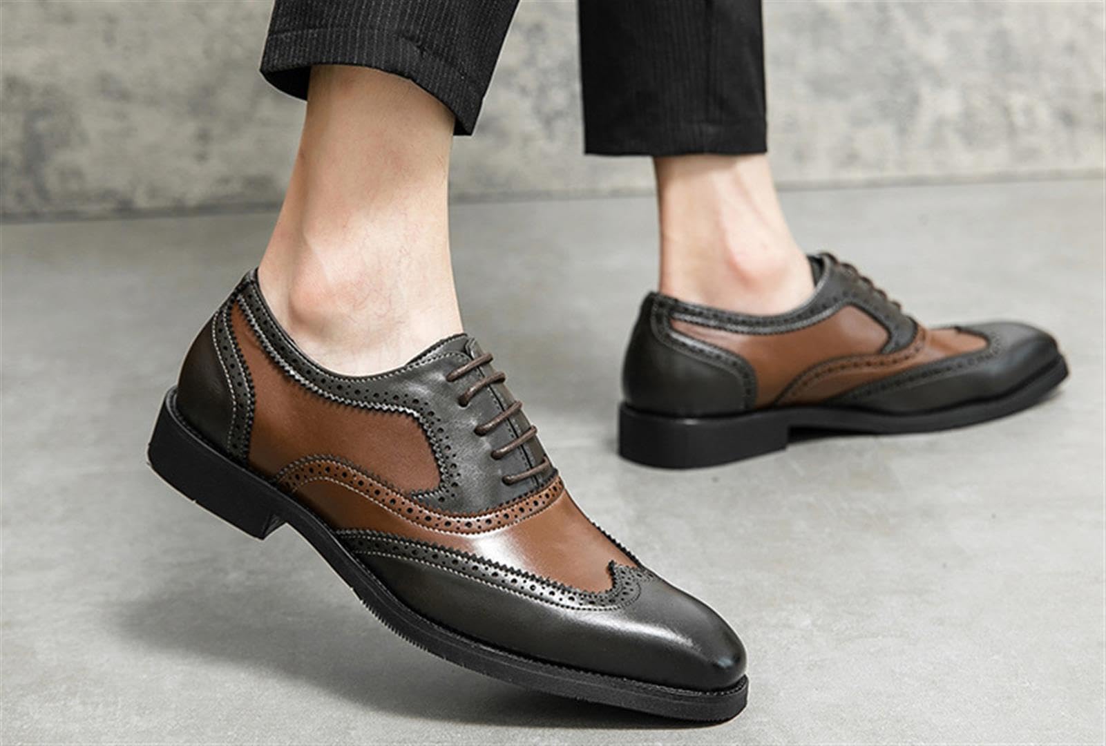 Scarpe Oxford Uomo Pelle Brogue Eleganti | Scarpe Eleganti Uomo Pelle Oxford Brogue Wingtip Cerimonia Business Ufficio Stringate Comode Formale Lavoro