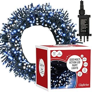 GloBrite Fairy Lights 1000 LED - Christmas Lights with 8 Modes Function for Christmas Tree Outdoor Lights Christmas Lights Garden Lights Christmas Tree Decorations - White