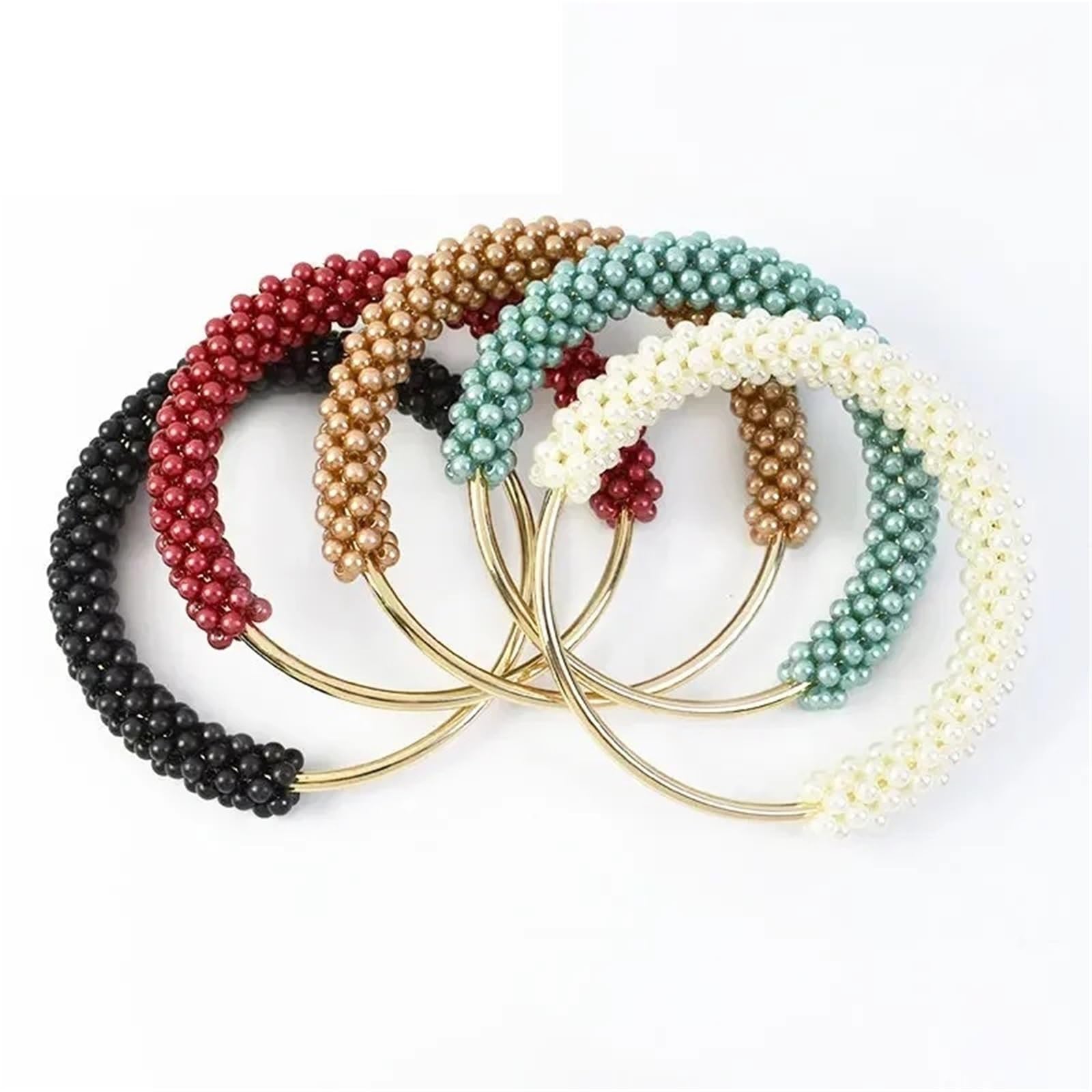 Asas Bolso Forma de D Hebillas de Metal con mango redondo de perlas, 2/4 Uds., 12cm, cierre de gancho, bolsa, anillos colgantes, hebilla de decoración, accesorios de costura DIY(Blue,12cm-4Pcs)