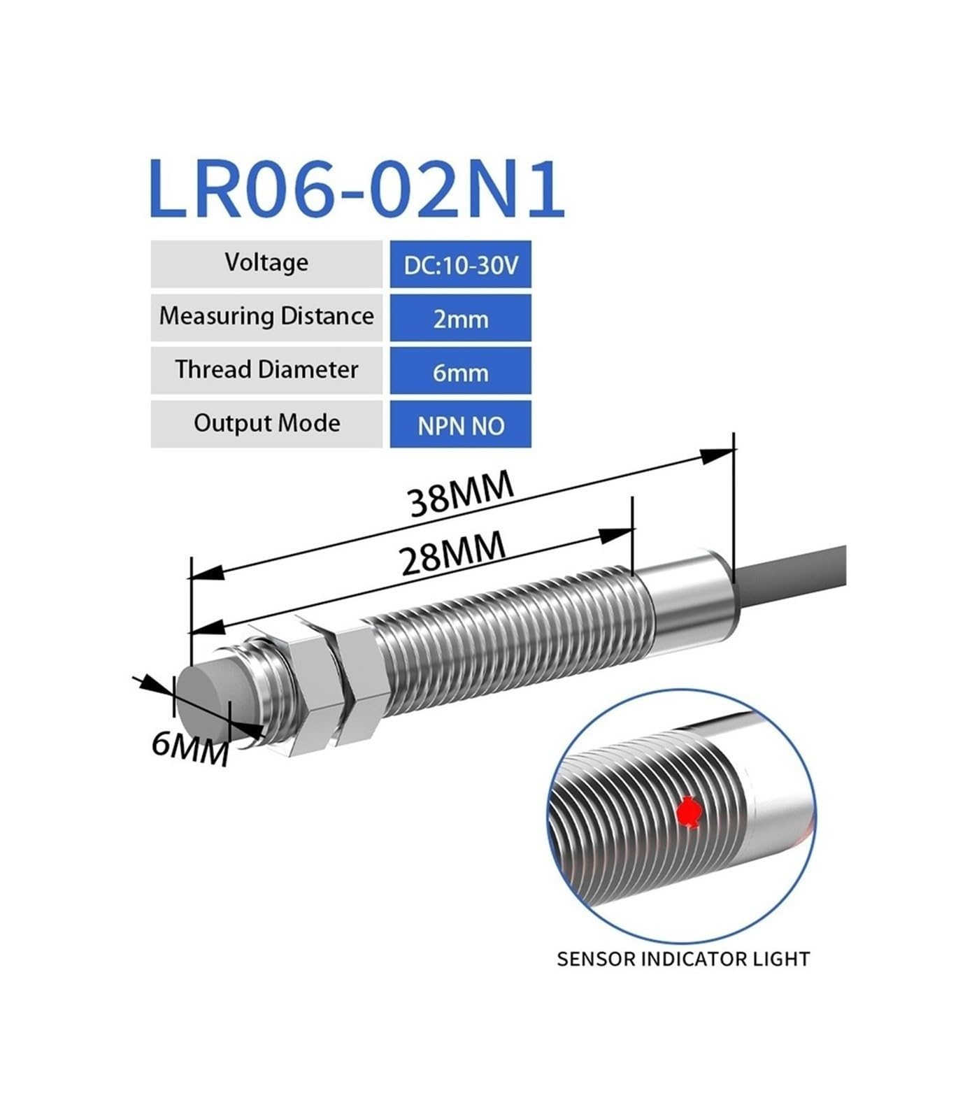 ChuFort Sensore di prossimità induttivo miniaturizzato NPN PNP Distanza di rilevamento 10-30 V CC(2MM DC3-wire NPN NO)