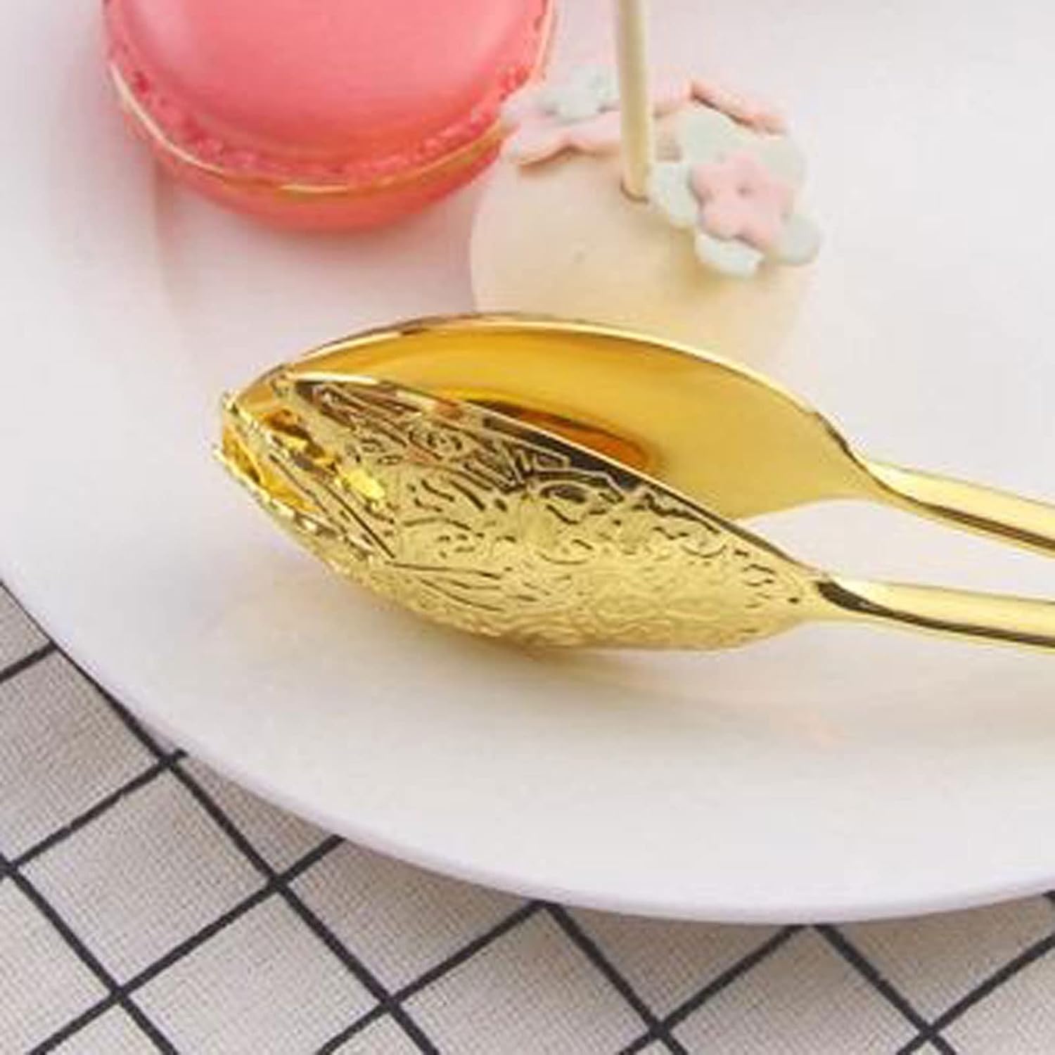 Mini Tongs Multifunction Vintage Food Tong Home Gold-Plated Salad Cake Clip Bread Clamp Dessert Clip Barbecue Tools for Kitchen Utensils
