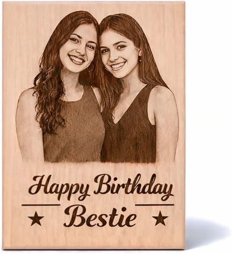 Personalized Wooden Photo Frame with Laser Engraving | Customised Picture on Wood | Gift for Couples, Anniversary, Valenti...