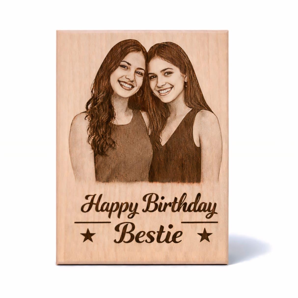 Personalized Wooden Photo Frame with Laser Engraving | Customised Picture on Wood | Gift for Couples, Anniversary, Valenti...